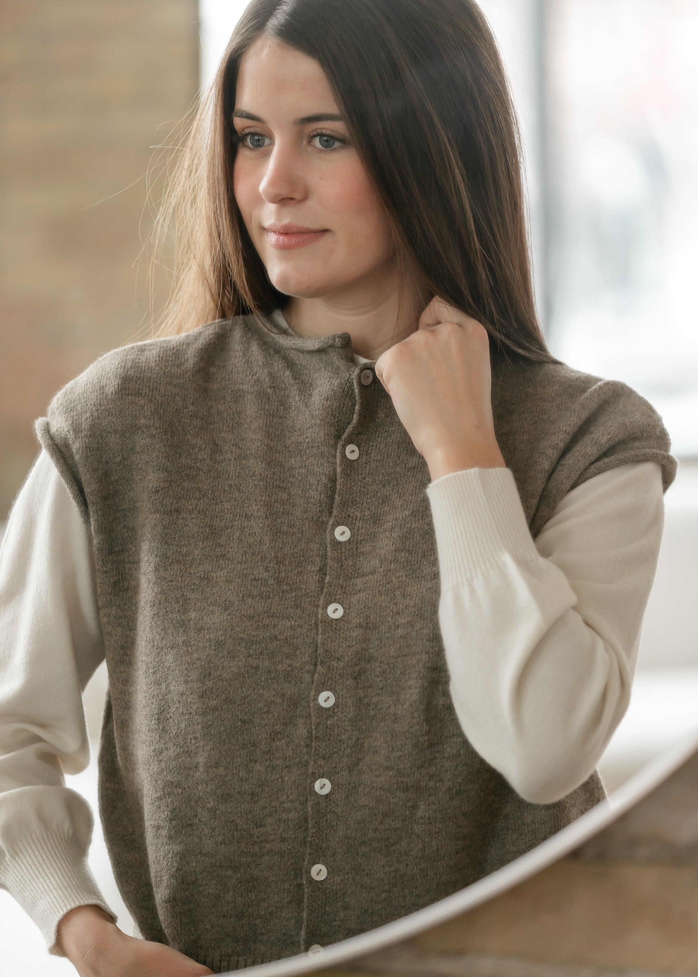 Things Between® Mocha Piper Vest Cardigan - FINAL SALE