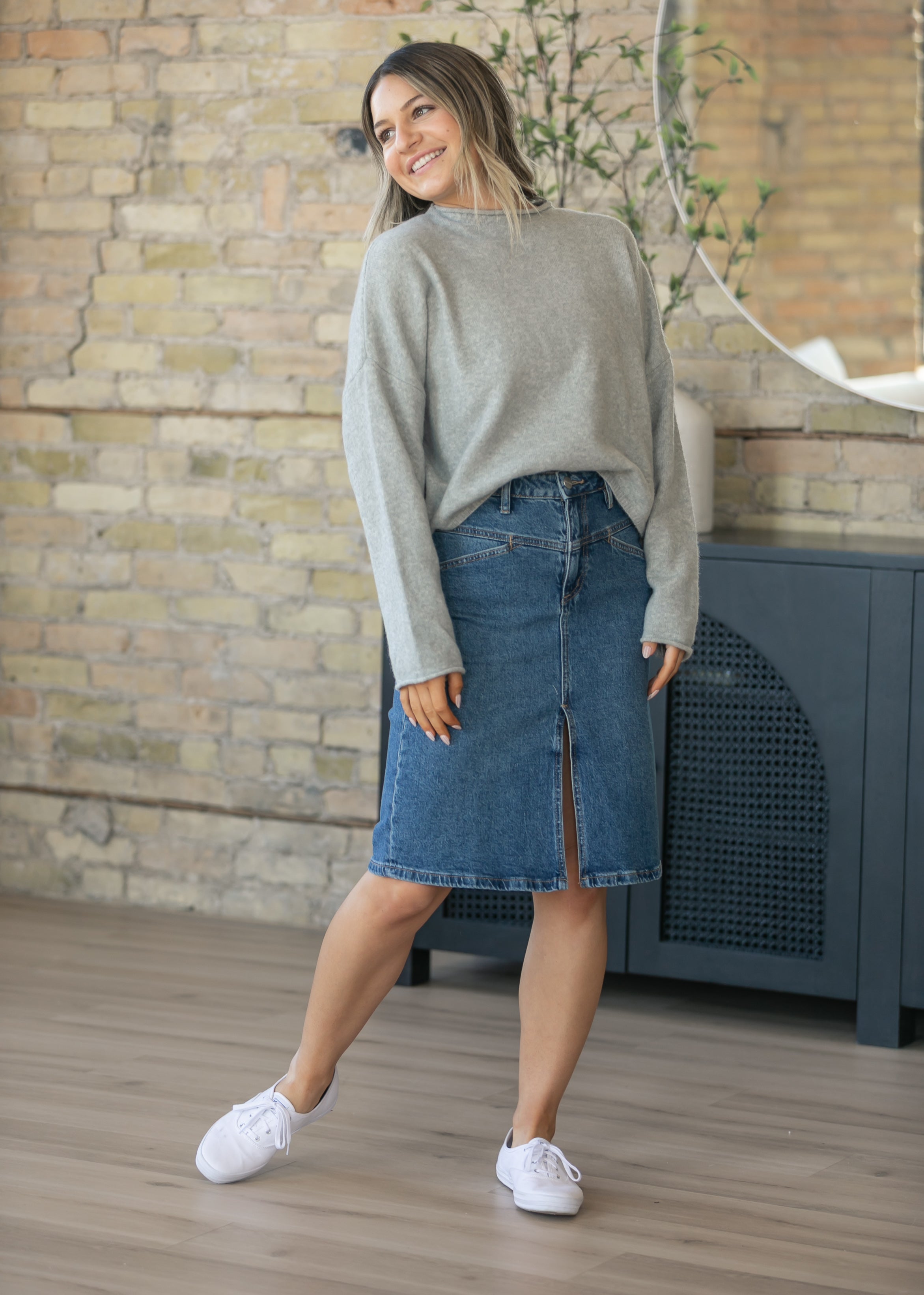 Things Between® Oversized Gray Piper Pullover